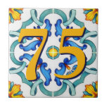 Custom House Number Floral Sicilian Ceramic Tile<br><div class="desc">Mediterranean tiles,  popularised by Dolce & Gabbana's recent fashion collections,  are the epitome of Sicilian luxury. Adorned with flourishes,  floral motifs,  and ribbons,  this tile epitomises sophistication and refinement.</div>