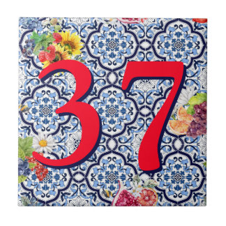 Custom House Number Floral Sicilian Fruit Ceramic Tile