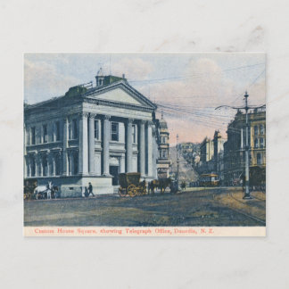 Custom House Square, New Zealand vintage postcard