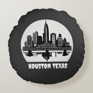 Custom Houston Skyline Round Cushion