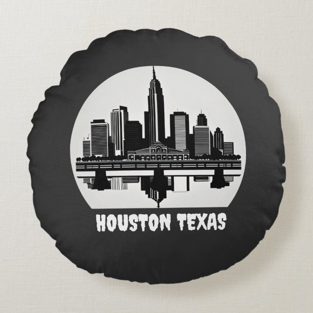 Custom Houston Skyline Round Cushion (Front)