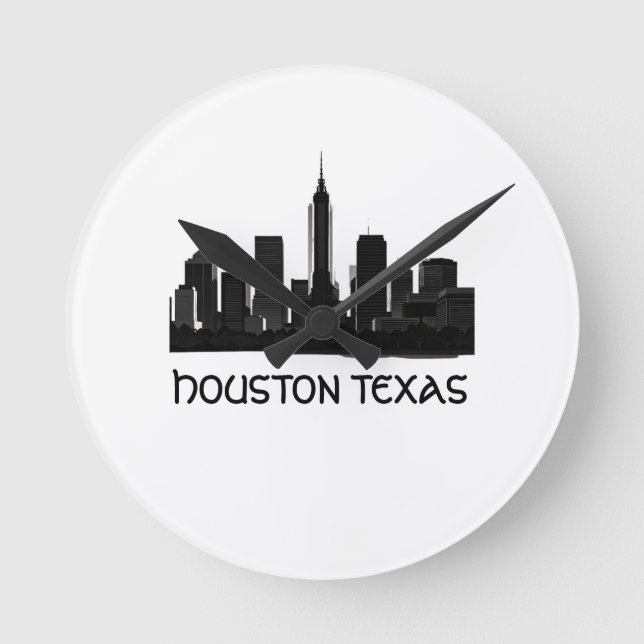 Custom Houston Texas Skyline Round Clock (Front)