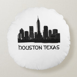 Custom Houston Texas Skyline Round Cushion
