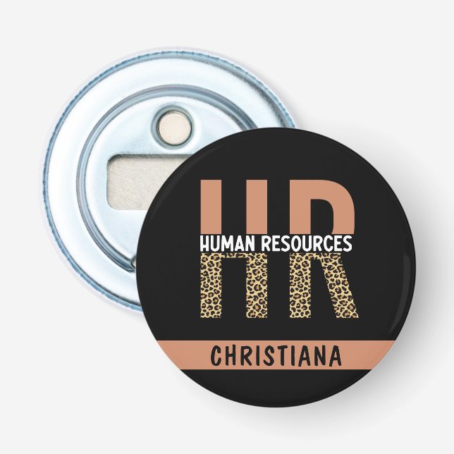 Custom HR Human Resources Leopard Print HR Gifts Bottle Opener (Front)