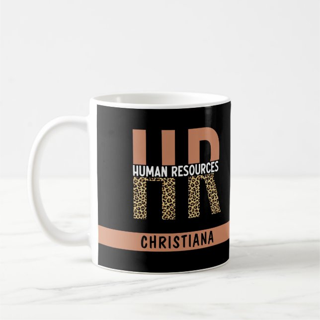 Custom HR Human Resources Leopard Print HR Gifts Coffee Mug (Left)