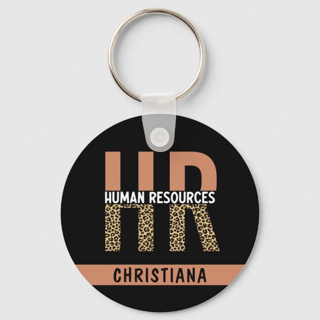 Custom HR Human Resources Leopard Print HR Gifts Key Ring (Front)