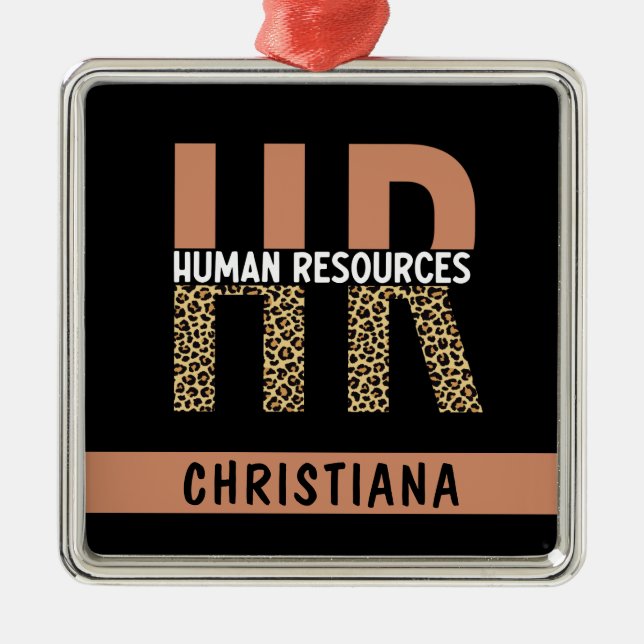 Custom HR Human Resources Leopard Print HR Gifts Metal Ornament (Front)