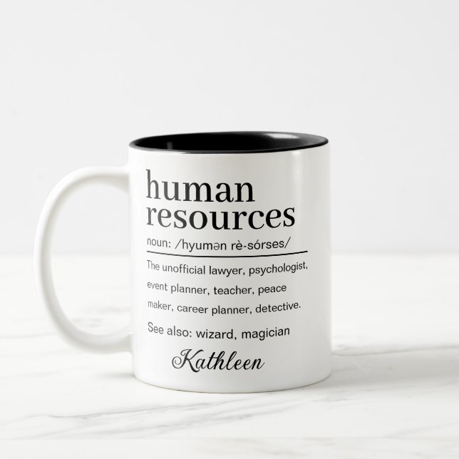 Custom Human Resources Definition Funny HR Two-Tone Coffee Mug (Left)