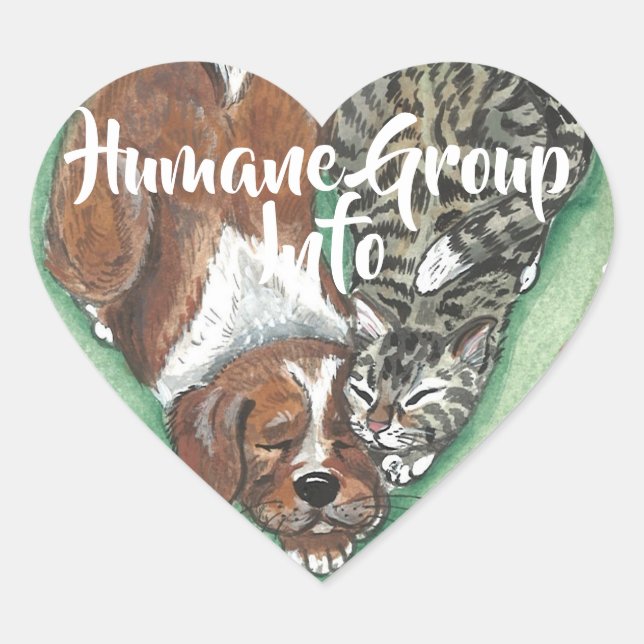 Custom Humane Dog Cat Puppy Kitten Heart  Heart Sticker (Front)