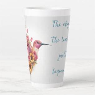 Custom Humming bird flying with flowers Latte Mug