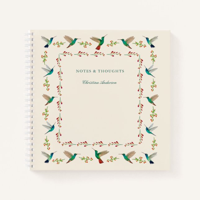 Custom Hummingbird Border Notepad Notebook (Front)