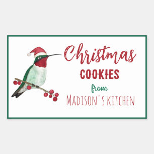 Custom Hummingbird  Christmas Cookies Rectangular Sticker