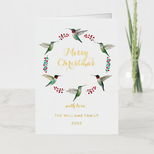 Custom Hummingbird Christmas Foil Holiday Card