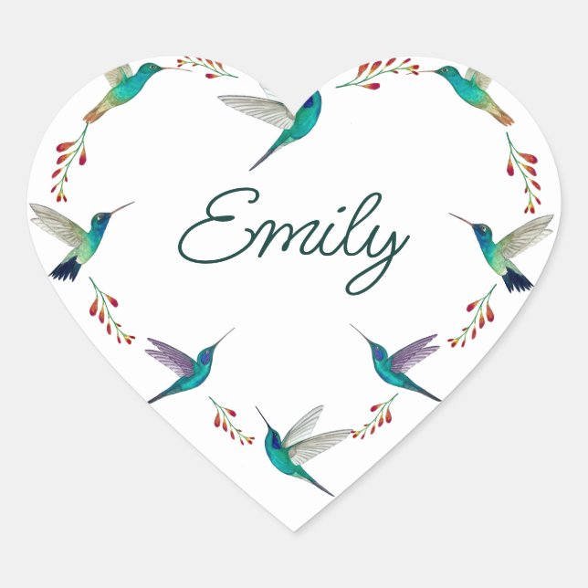 Custom Hummingbird  Heart Sticker (Front)