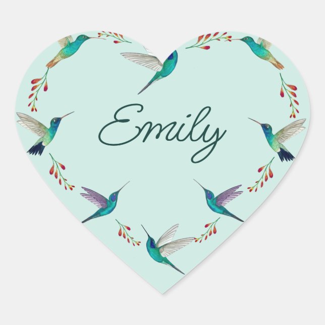 Custom Hummingbird  Heart Sticker (Front)