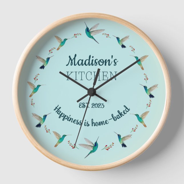 Custom Hummingbird Kitchen Clock (Front)