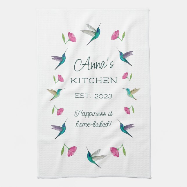 Custom Hummingbird Kitchen Towel (Vertical)