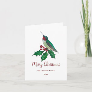 Custom Hummingbird Merry Christmas Holiday Card