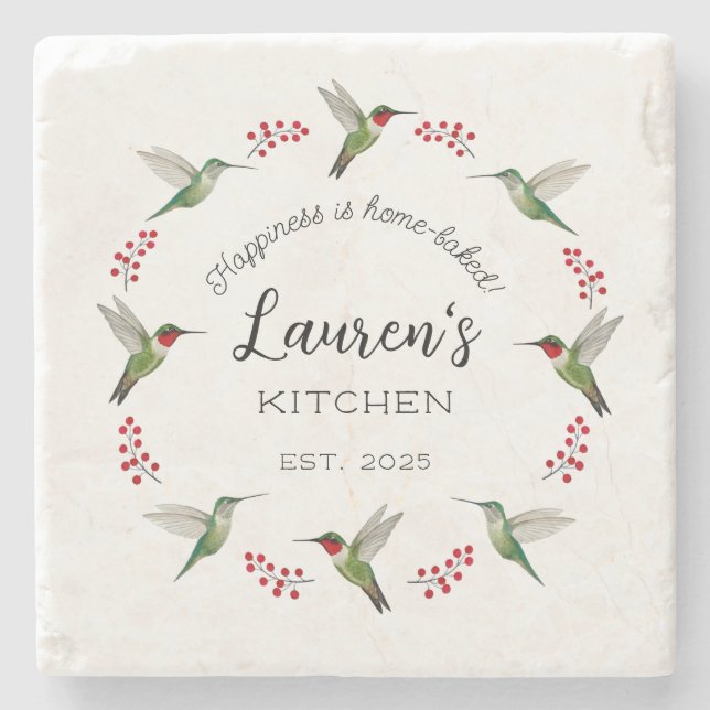 Custom Hummingbird   Stone Coaster (Front)