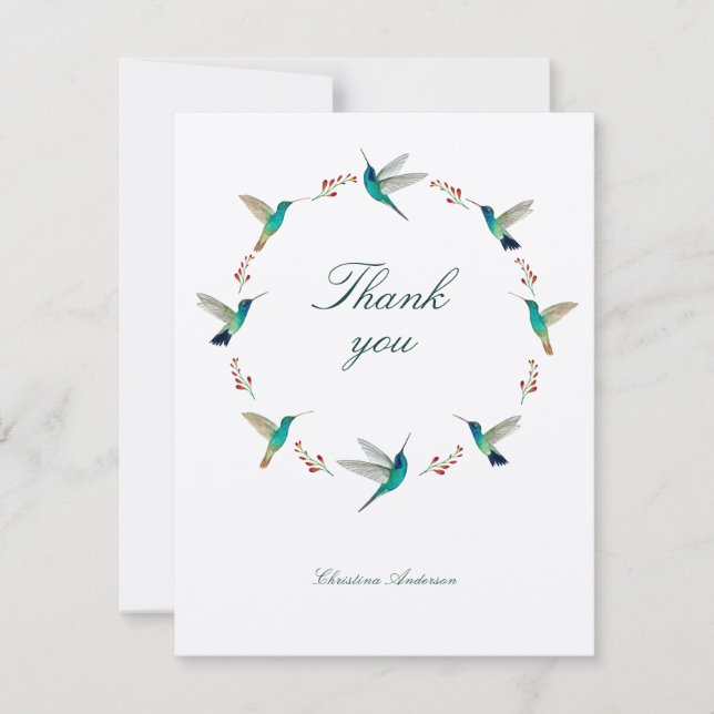 Custom Hummingbird Thank You Card (Front)