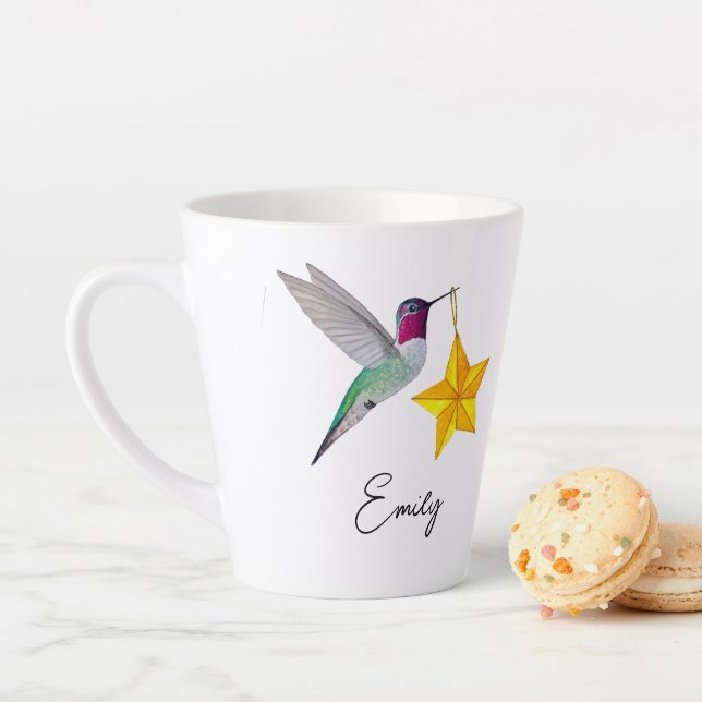 Custom Hummingbirds and Stars Latte Mug (In Situ)