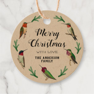 Custom Hummingbirds Christmas Favour Tags