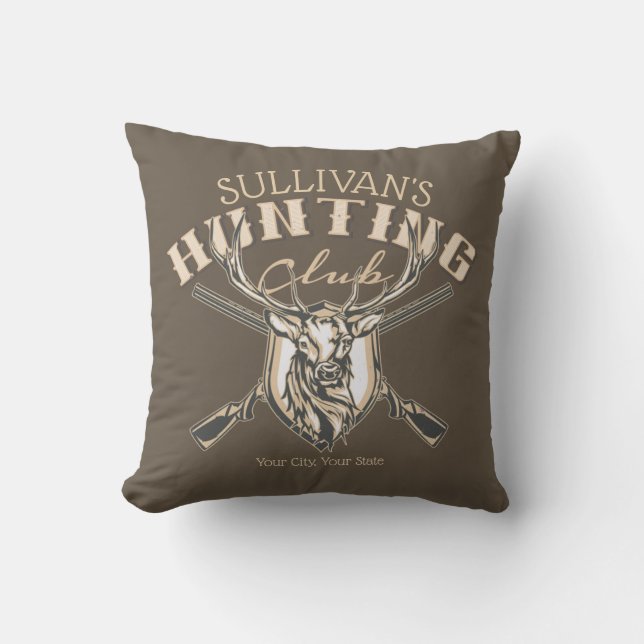 Custom Hunter NAME Deer Trophy Rifle Hunting Club Cushion (Front)