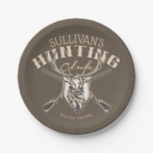 Custom Hunter NAME Deer Trophy Rifle Hunting Club Paper Plate