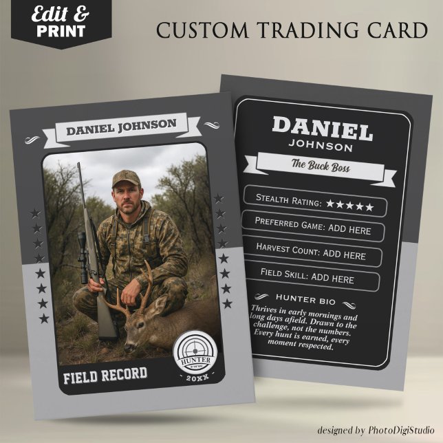 Custom Hunter Trading Card, Hunting Gifts Hunter  Calling Card (Custom Hunter Trading Card, Hunting Gifts Hunter Card)