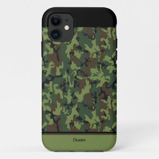 Custom Hunting Camouflage Green Black & Brown iPhone 11 Case