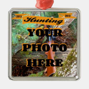 Custom Hunting Photo Keepsake Template Metal Tree Decoration