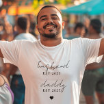 Custom Husband & Daddy EST Year Gift T-Shirt<br><div class="desc">Celebrate the journey of fatherhood and love with this modern, minimalist custom T-shirt. Featuring elegant script and clean text, this shirt is perfect for dads who became husbands and fathers in meaningful years. Whether it’s for Father’s Day, a new baby announcement, or just to show appreciation—this shirt delivers both sentiment...</div>