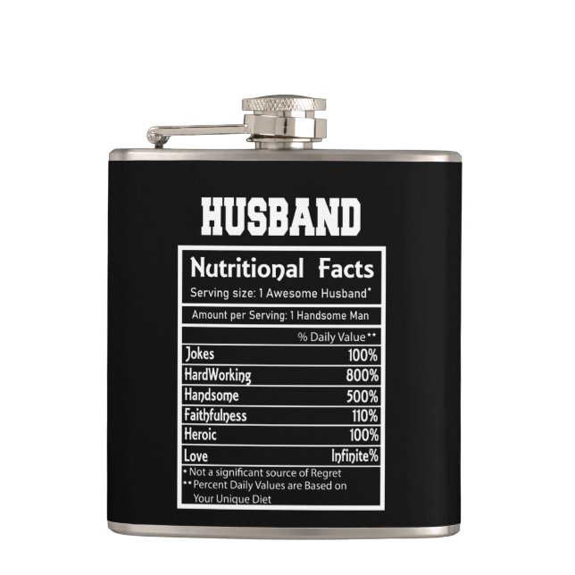 Custom Husband Nutritional Facts Flask (Front)