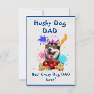Custom Husky dad Dog Best Crazy Dog Dad  Thank You Card