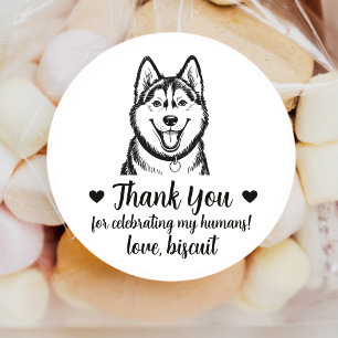 Custom Husky Dog Wedding Favour Stickers