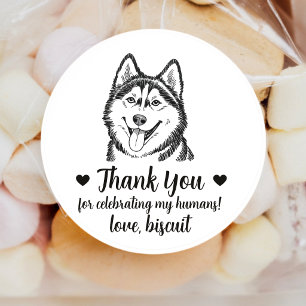 Custom Husky Dog Wedding Favour Stickers