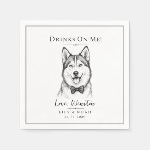 Custom Husky Lovers Wedding Dog animal black gift Napkin