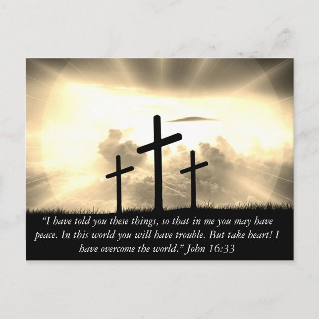 Custom I Have Overcome the World John 16:33 Bible Postcard (Front)