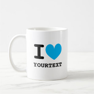 Custom I heart coffee mug with blue love icon