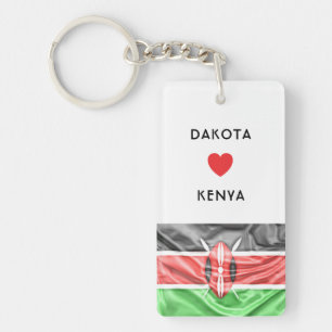 Custom I Heart Flag of Kenya Key Ring