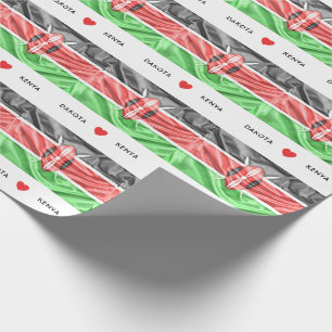 Custom I Heart Flag of Kenya Wrapping Paper