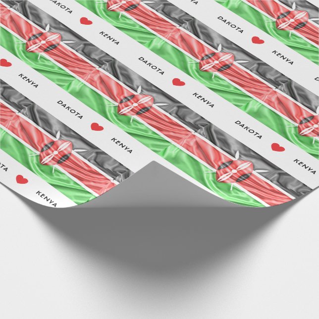 Custom I Heart Flag of Kenya Wrapping Paper (Corner)