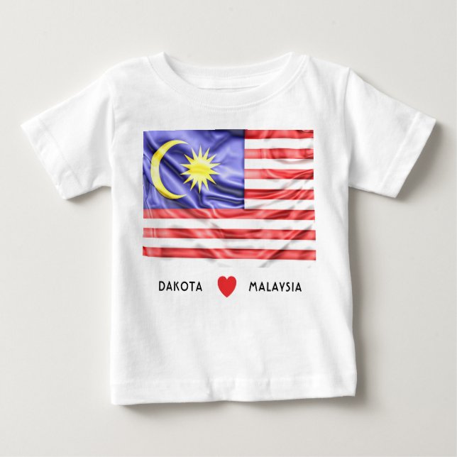 Custom I Heart Flag of Malaysia Baby T-Shirt (Front)