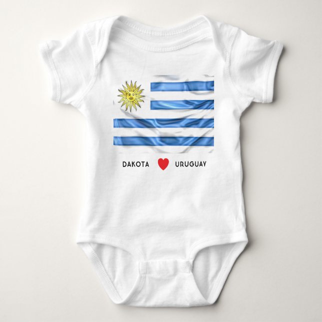 Custom I Heart Flag of Uruguay Baby Bodysuit (Front)