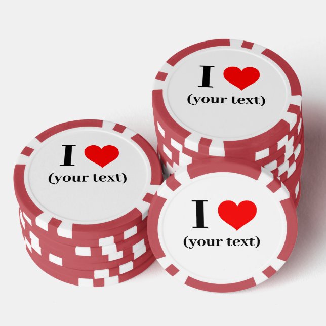 CUSTOM! I Heart Poker Chips - Red (Stack)