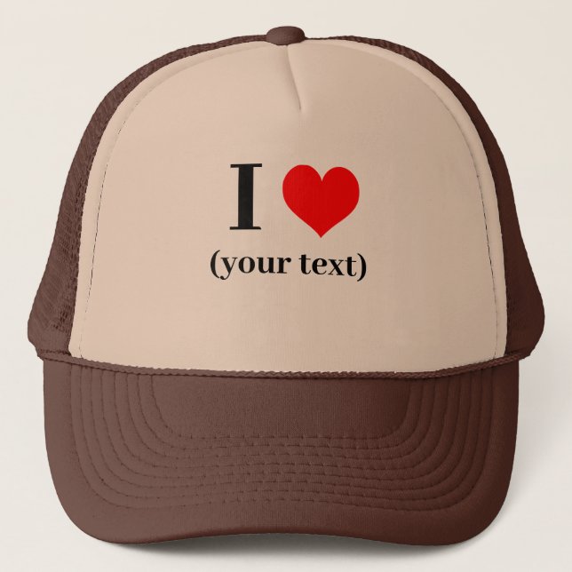CUSTOM! I Heart Trucker Hat - Tan and Brown (Front)