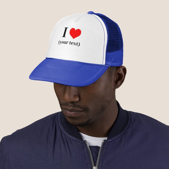 CUSTOM! I Heart Trucker Hat - White and Royal Blue (In Situ)