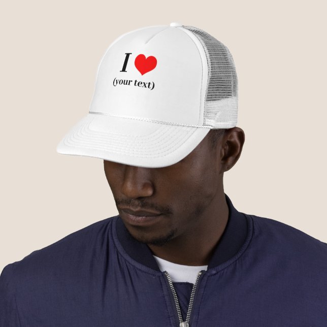 CUSTOM! I Heart Trucker Hat - White and White (In Situ)