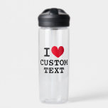 Custom I HEART water bottle for sports and more<br><div class="desc">Custom I HEART water bottle for sports and more. Fun gift idea for kids and adults. Personalizable i love template with modern typography.</div>