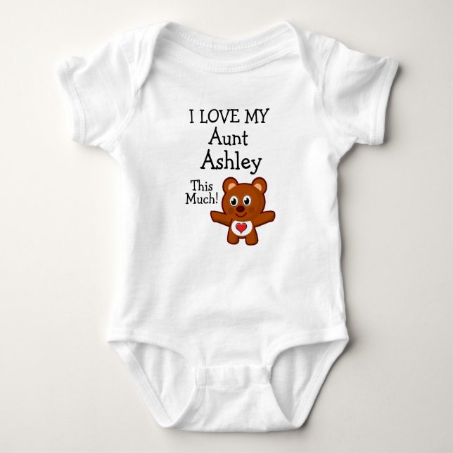 Custom I Love My Aunt(Your Name) This Much! Baby Bodysuit (Front)